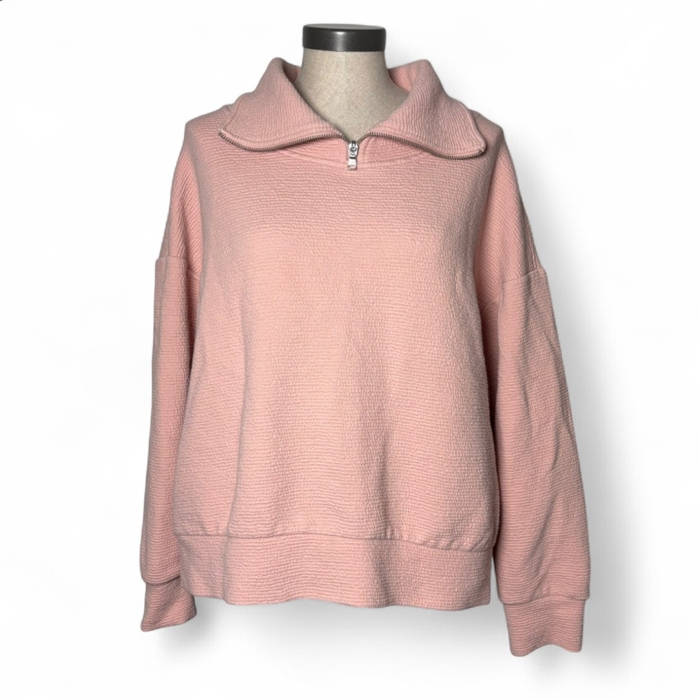 Calia Dusty Pink Quarter Zip Pullover Large Athleisure Cozy